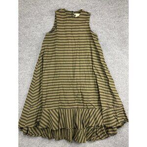 ne Quittez pas Dress Womens Small Ruffle Sleeveless Black Stripe Boho Summer